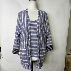 Sita Murt stripes cotton and linen 2pcs. cardigan and shirt